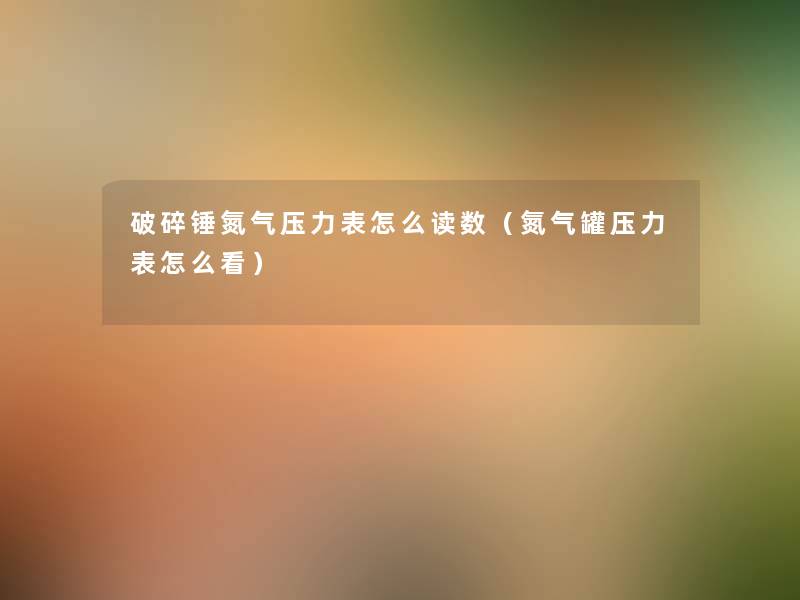 破碎锤氮气压力表怎么读数(氮气罐压力表怎么看) 破碎锤氮气压力表怎么读数(氮气罐压力表怎么看)
