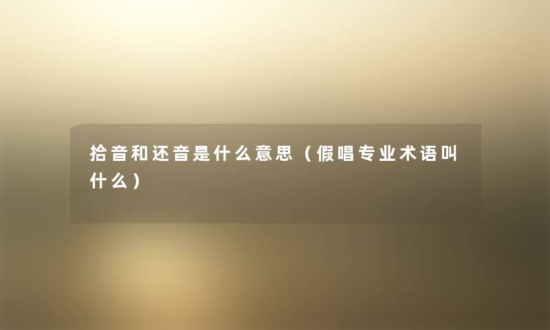 拾音和还音是什么意思(假唱专业术语叫什么) 拾音和还音是什么意思(假唱专业术语叫什么)