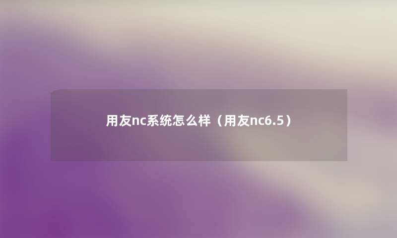 用友nc系统怎么样(用友nc6.5) 用友nc系统怎么样(用友nc6.5)