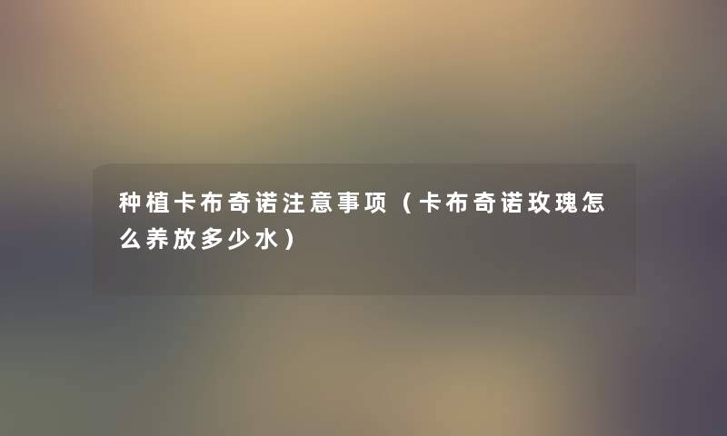 种植卡布奇诺事项(卡布奇诺玫瑰怎么养放多少水) 种植卡布奇诺事项(卡布奇诺玫瑰怎么养放多少水)