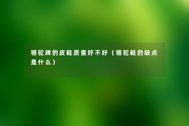 骆驼牌的皮鞋质量好不好(骆驼鞋的缺点是什么) 骆驼牌的皮鞋质量好不好(骆驼鞋的缺点是什么)