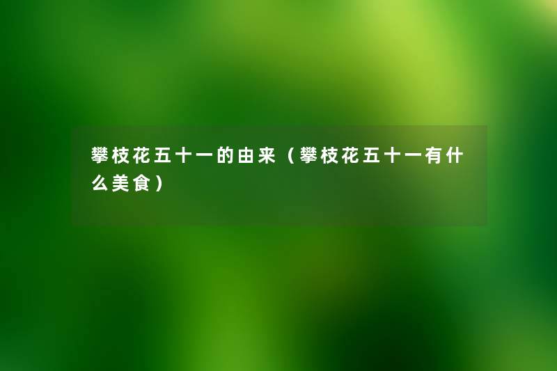 攀枝花五十一的由来(攀枝花五十一有什么美食) 攀枝花五十一的由来(攀枝花五十一有什么美食)