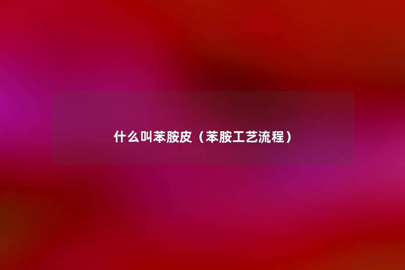 什么叫苯胺皮(苯胺工艺流程) 什么叫苯胺皮(苯胺工艺流程)
