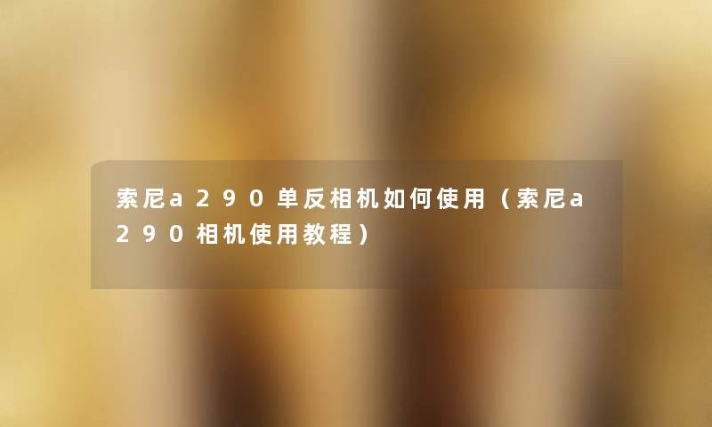 索尼a290单反相机如何使用(索尼a290相机使用教程) 索尼a290单反相机如何使用(索尼a290相机使用教程)