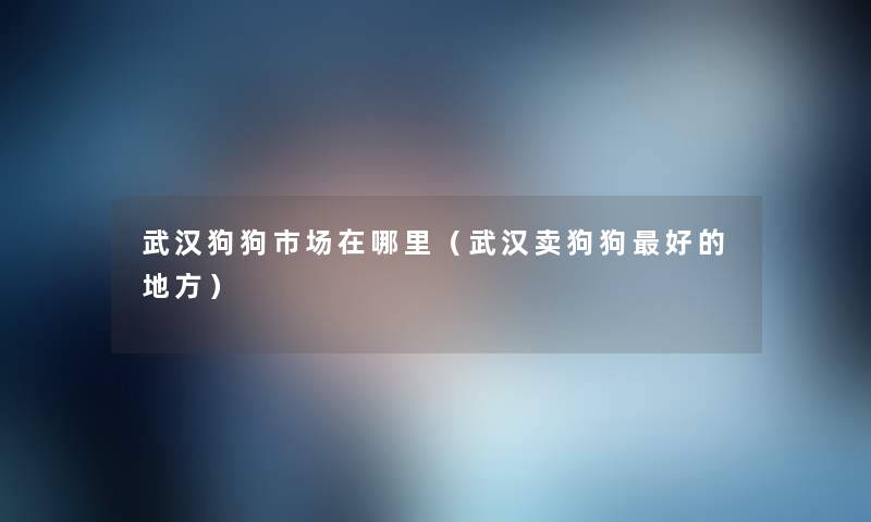 武汉狗狗市场在哪里(武汉卖狗狗好的地方) 武汉狗狗市场在哪里(武汉卖狗狗好的地方)