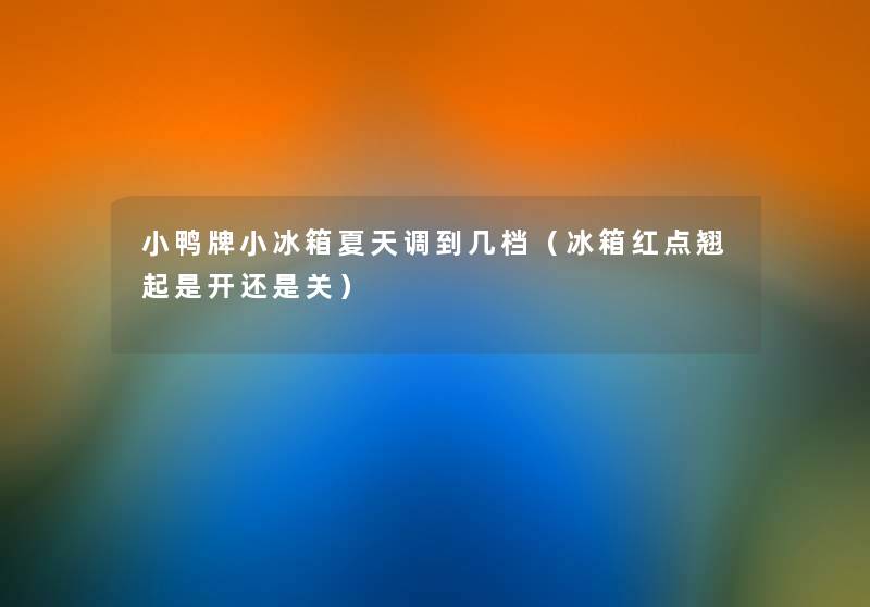 小鸭牌小冰箱夏天调到几档（冰箱红点翘起是开还是关）